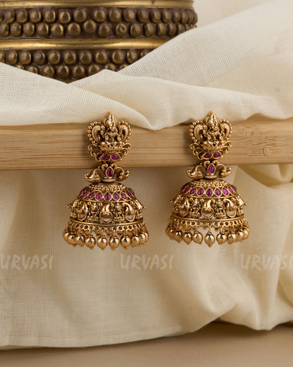 Premium Antique Lakshmi Peacock Motif Earrings ER 343