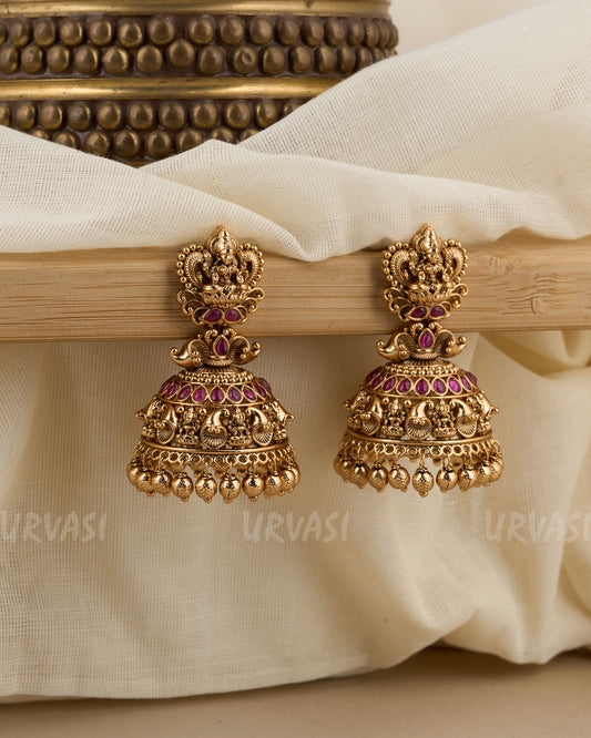 Premium Antique Lakshmi Peacock Motif Earrings ER 343
