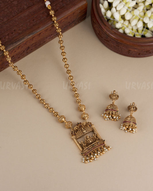 Gold-Toned Temple Lakshmi Necklace 046