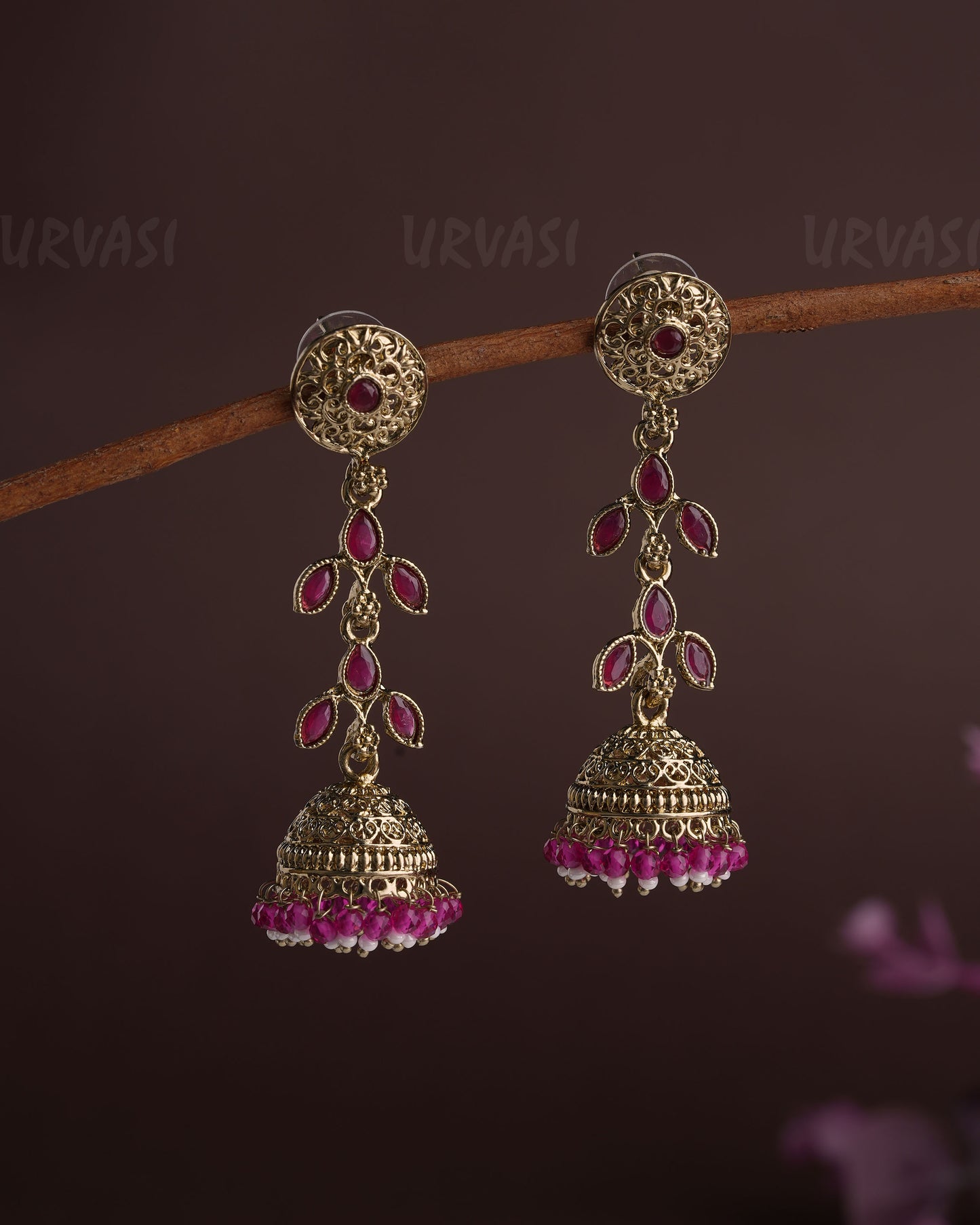 Mehendhi Polish Dew-Drop Jhumka Earrings ER 447