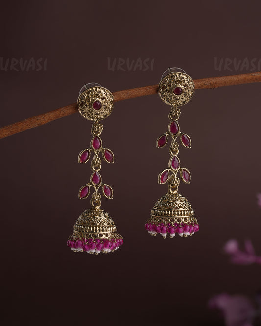 Mehendhi Polish Dew-Drop Jhumka Earrings ER 447