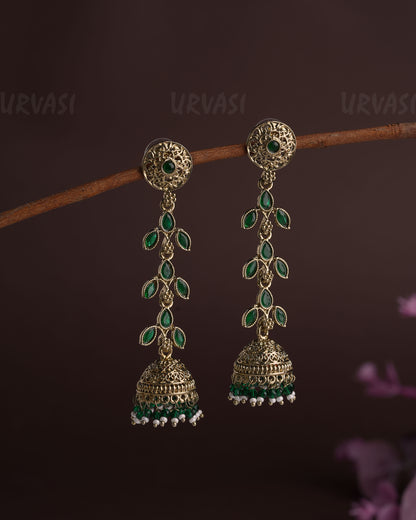 Mehendhi Polish Dew-Drop Jhumka Earrings ER 447