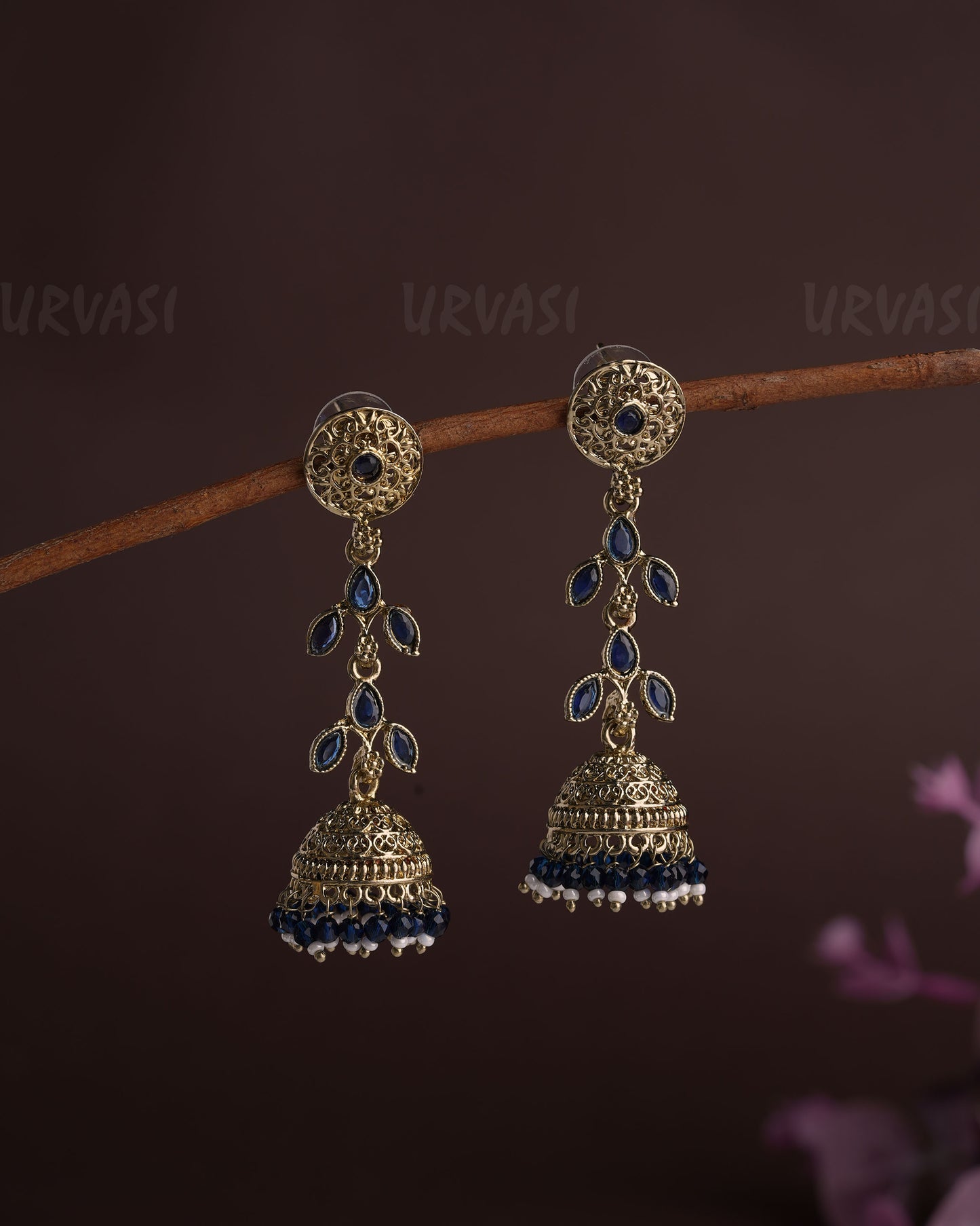 Mehendhi Polish Dew-Drop Jhumka Earrings ER 447