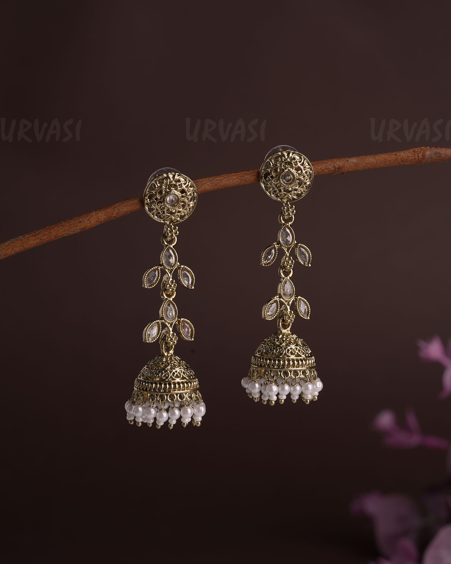 Mehendhi Polish Dew-Drop Jhumka Earrings ER 447