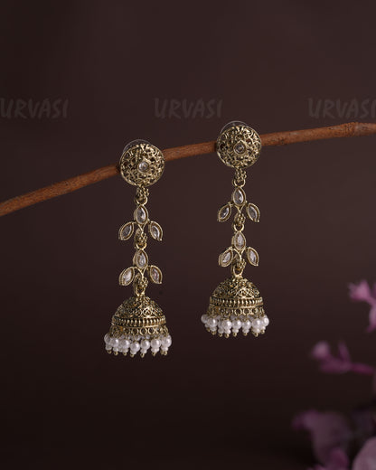Mehendhi Polish Dew-Drop Jhumka Earrings ER 447
