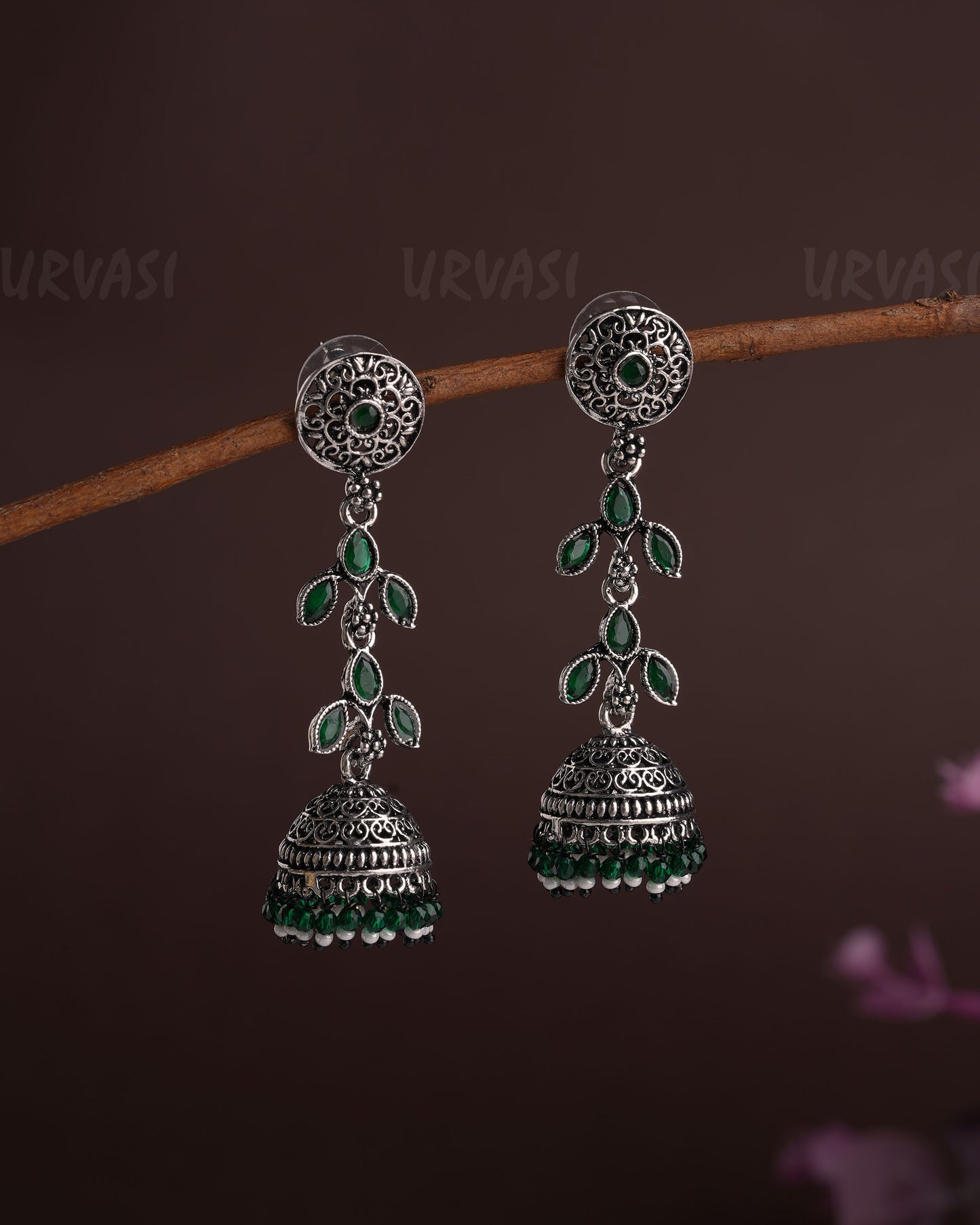 Oxidised Silver Dew-Drop Jhumka Earrings ER 01