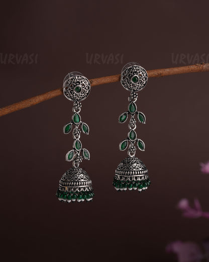 Oxidised Silver Dew-Drop Jhumka Earrings ER 01