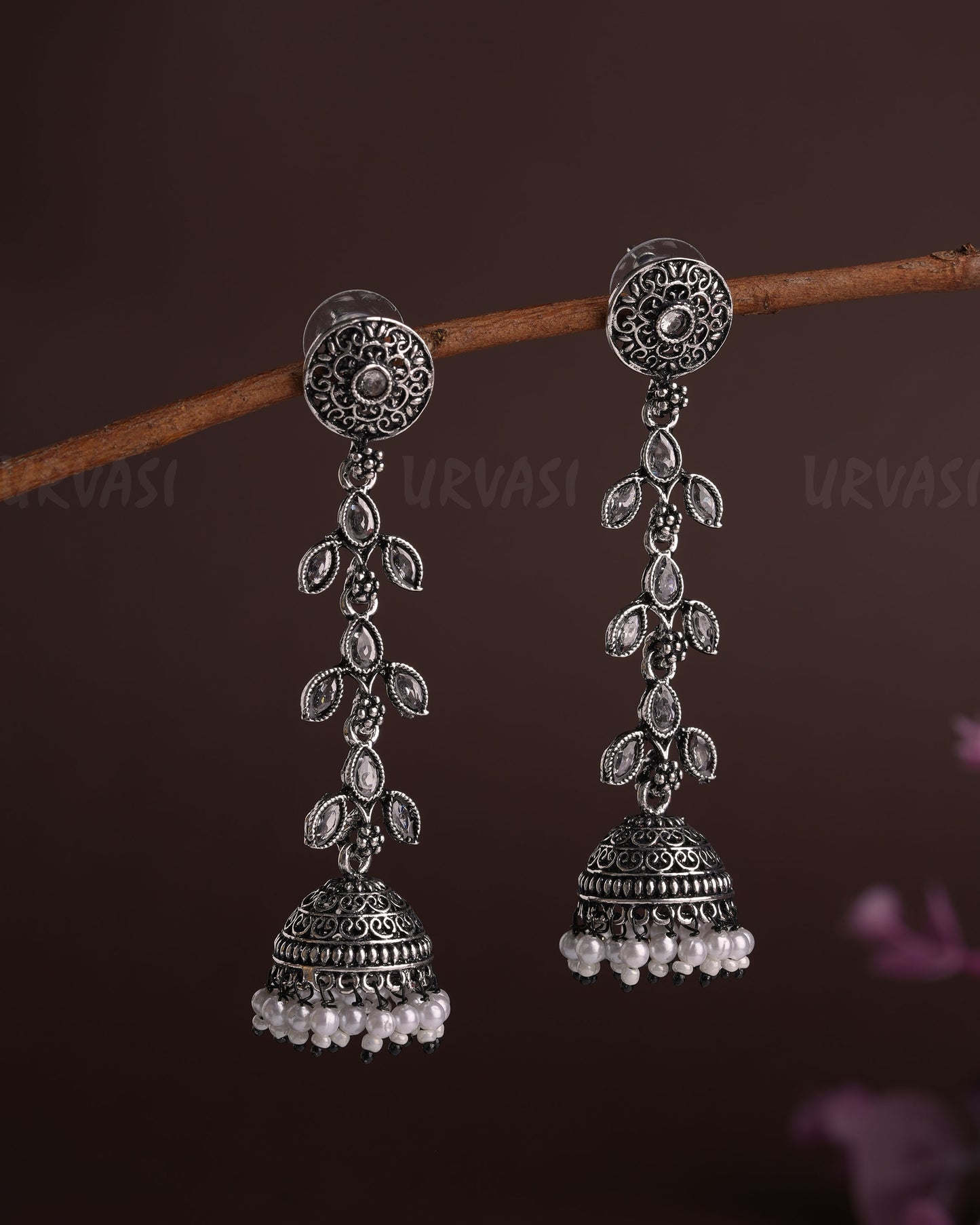 Oxidised Silver Dew-Drop Jhumka Earrings ER 01