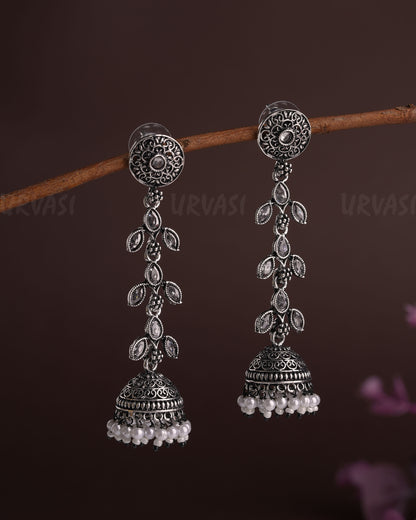Oxidised Silver Dew-Drop Jhumka Earrings ER 01