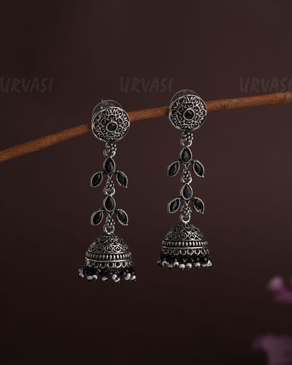 Oxidised Silver Dew-Drop Jhumka Earrings ER 01