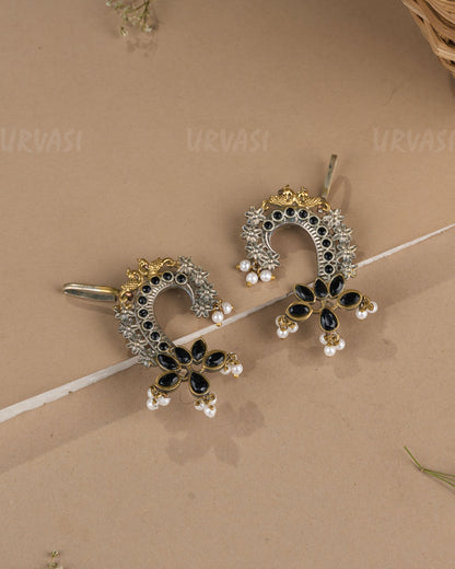 Oxidised Silver Floral  Peacock  Earcuff Earrings ER 1262