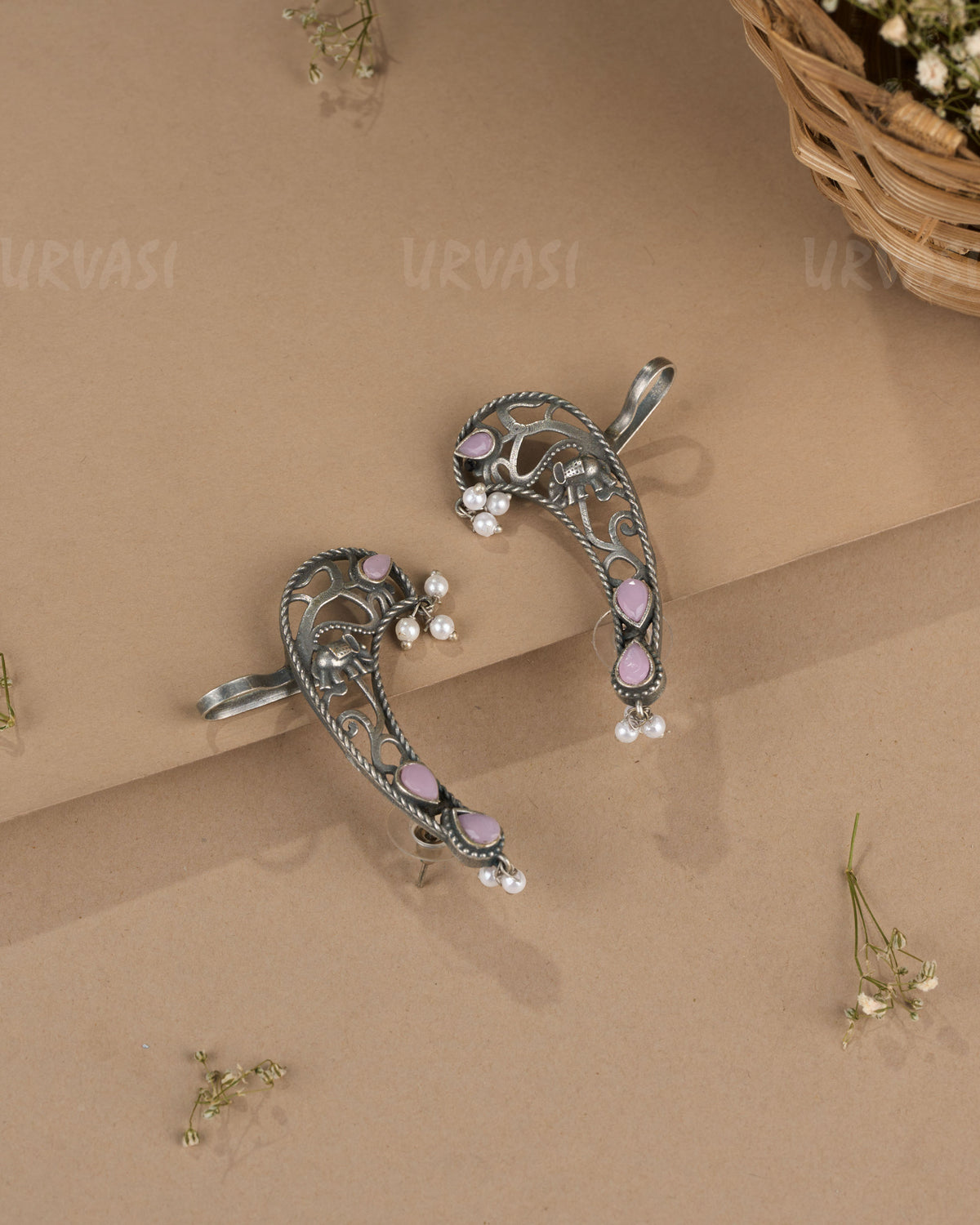 Oxidised Silver Elephant  Motif Earcuff Earrings  ER 1261