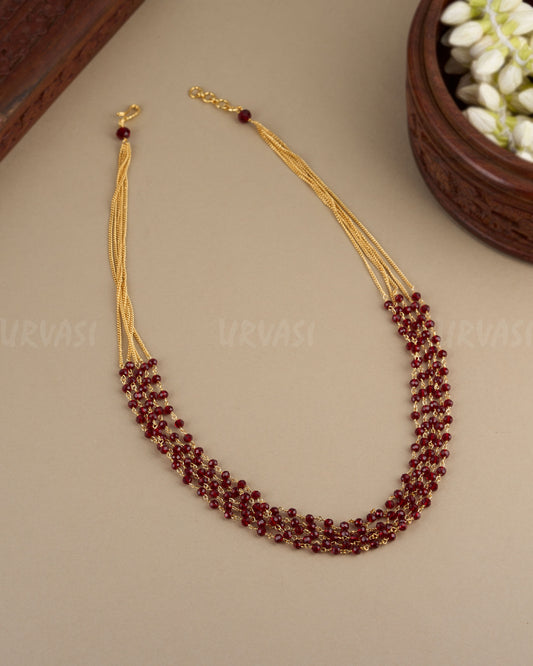 Gold-Toned Multi-Layered Pearl Mala Ma 088