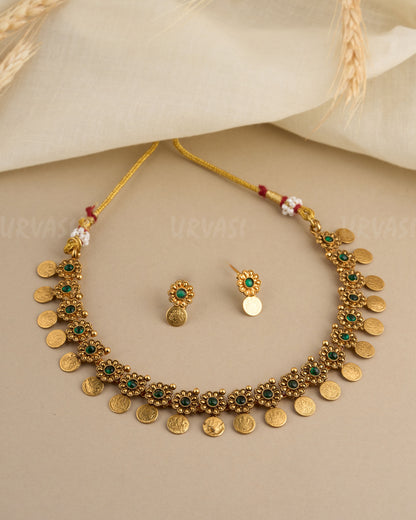 Gold-Toned Floral Kaasu Necklace 1368