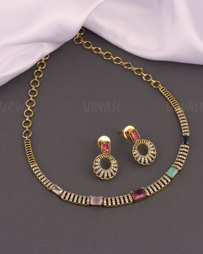Mehendi Polish Box-Designed AD Necklace 169
