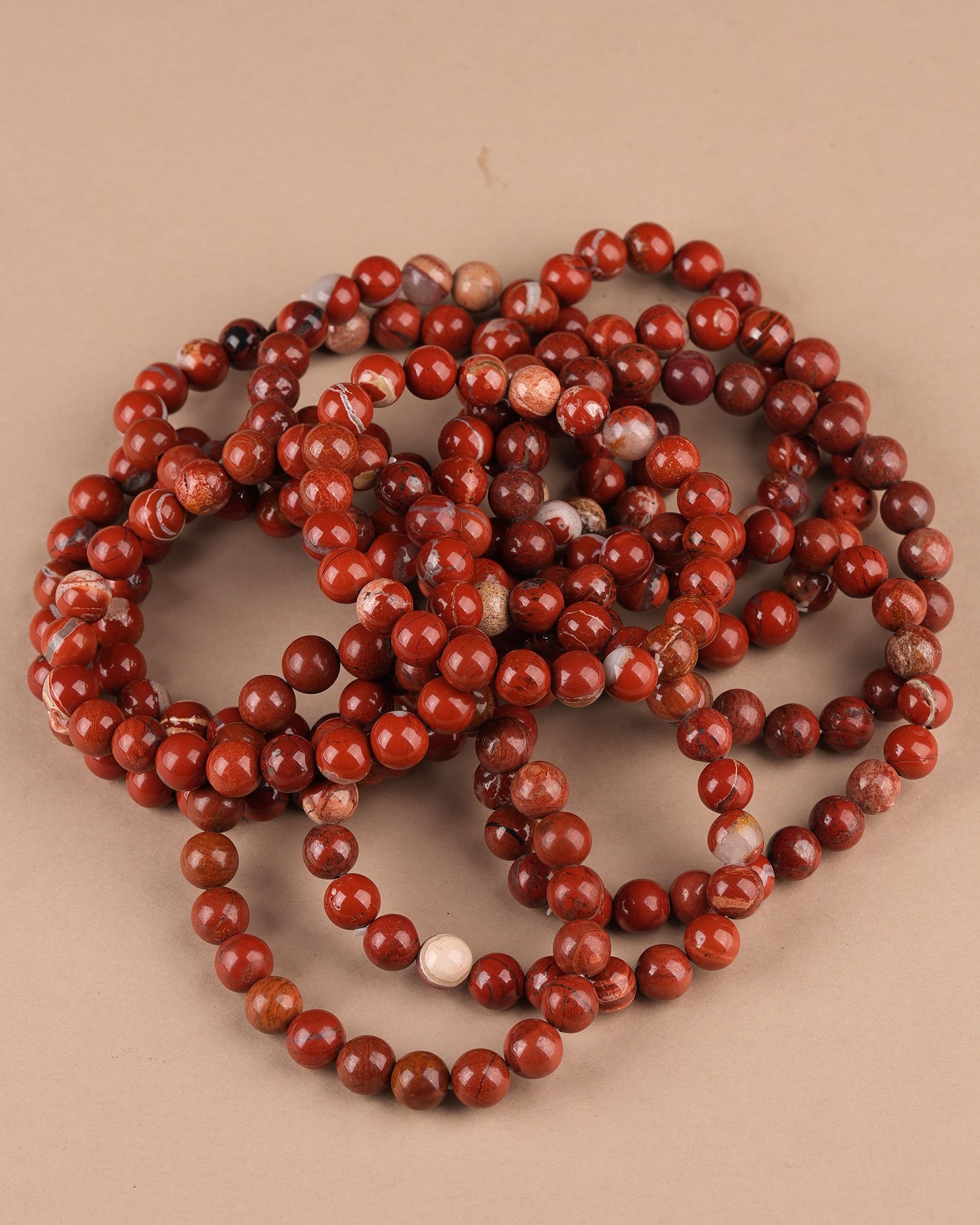 Hand-Made Natural Red Jasper Bead Bracelet BR 127