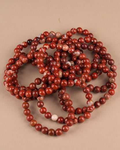 Hand-Made Natural Red Jasper Bead Bracelet BR 127
