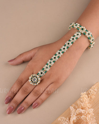 White Gold Polish FloralStone-Studded  Panja PN 12