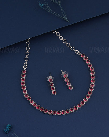 Rhodium Polish AD Necklace 006