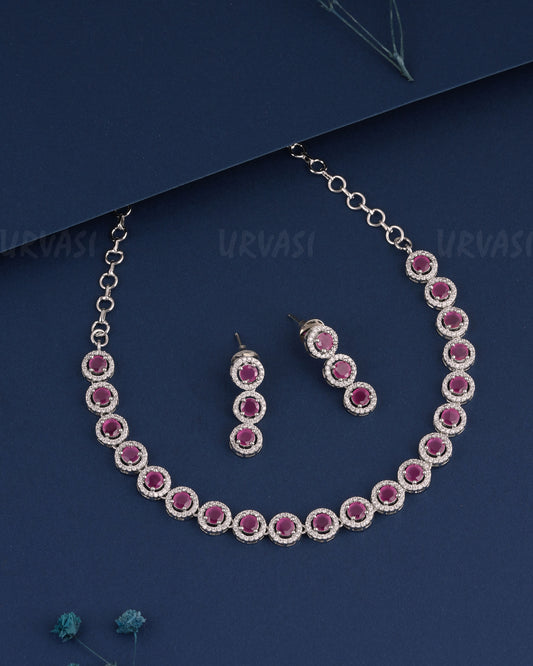 Rhodium Polish AD Necklace 637
