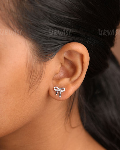 Minimal  Bow-Designed AD Stud Earrings ER 332
