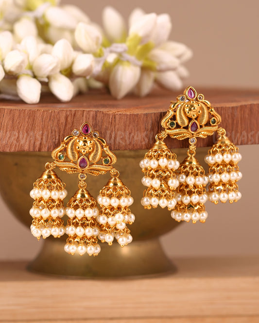 Gold-Toned Floral Non-Idol Jhumka Earrings ER 286
