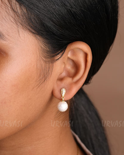 Rhodium Polish Ball Hanging Earrings ER 144