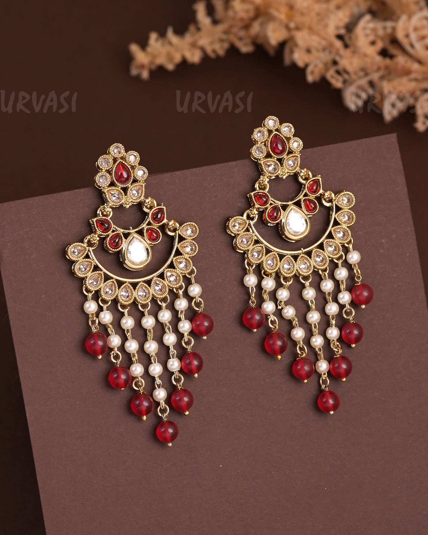 Mehendi Polish Chandbhali Pearl Hanging Earrings ER 924