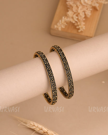 Oxidised Silver Kada Bangles BA 406(Set of 2)