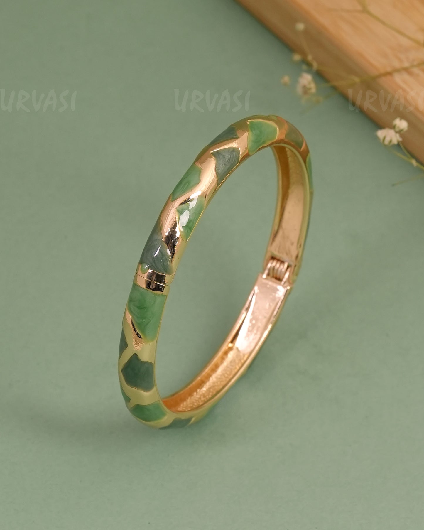 Gold-Enamel Meenakari Cuff Bangles BA 466
