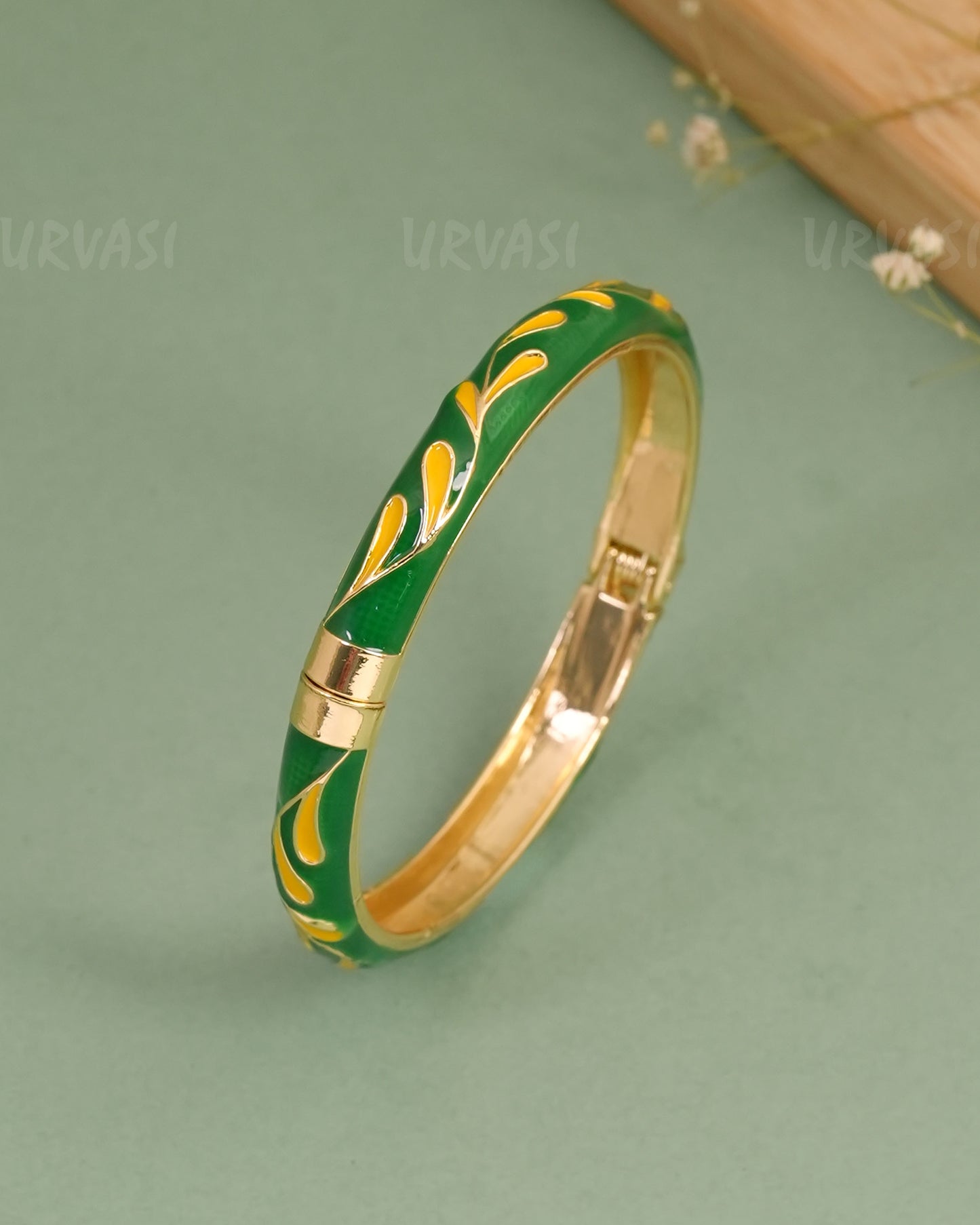 Gold-Enamel Meenakari Cuff Bangles BA 465