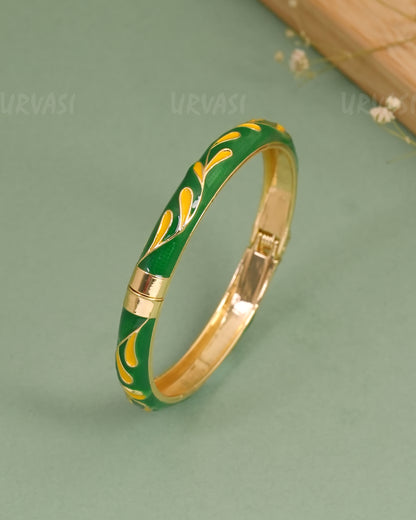 Gold-Enamel Meenakari Cuff Bangles BA 465