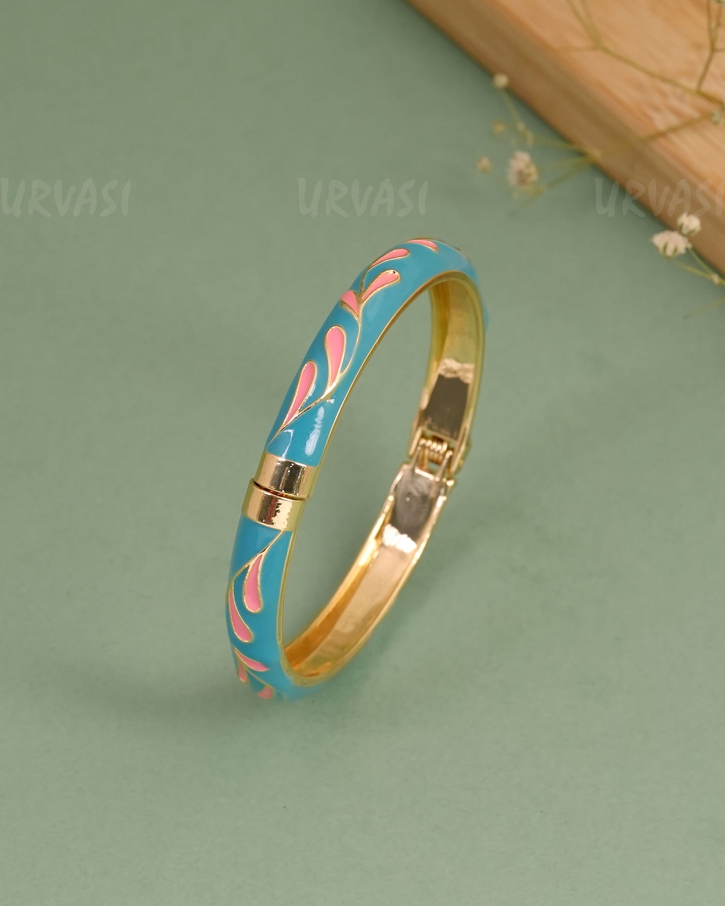 Gold-Enamel Meenakari Cuff Bangles BA 465