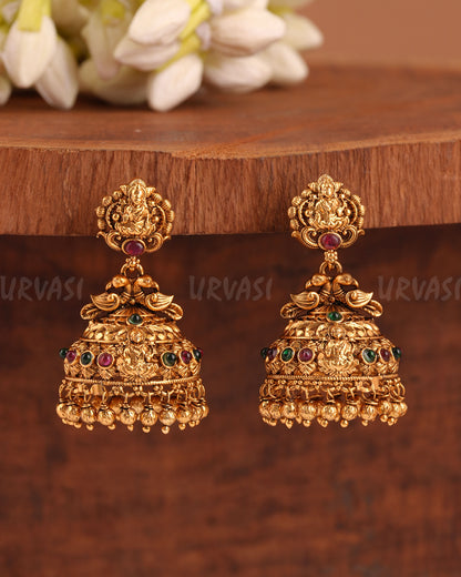 Gold-Toned Lakshmi Peacock Jhumka Earrings  ER 992