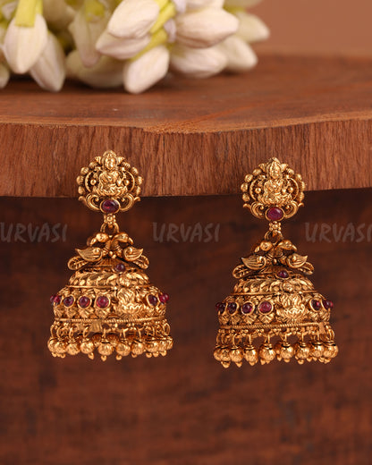 Gold-Toned Lakshmi Peacock Jhumka Earrings  ER 992