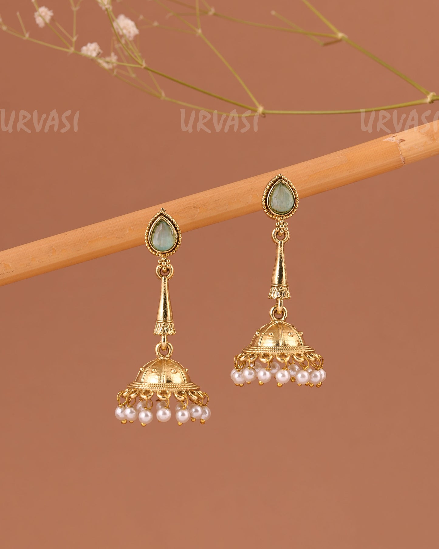 Oxidised Gold Tear-Drop Jhumka Earrings ER 1001
