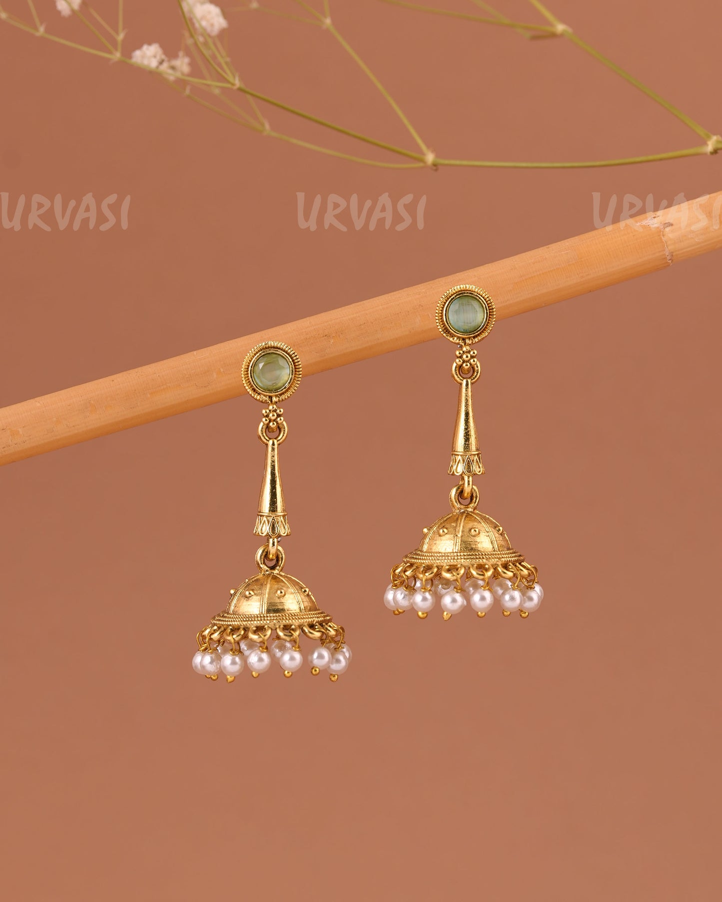 Oxidised Gold Jhumka Pearl Earrings ER 1002