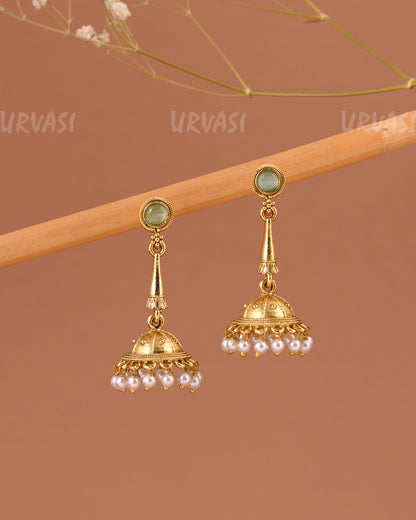 Oxidised Gold Jhumka Pearl Earrings ER 1002