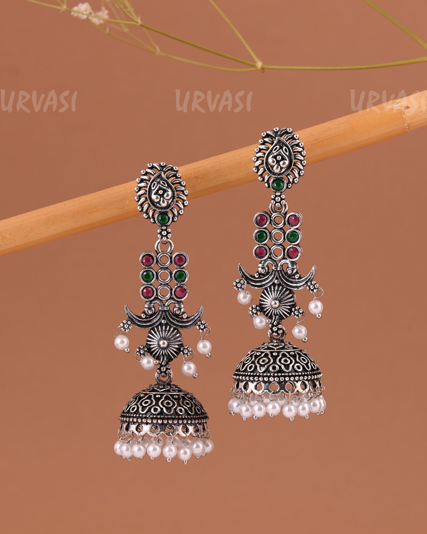 Oxidised Silver  Floral Jhumka Earrings  ER 1000