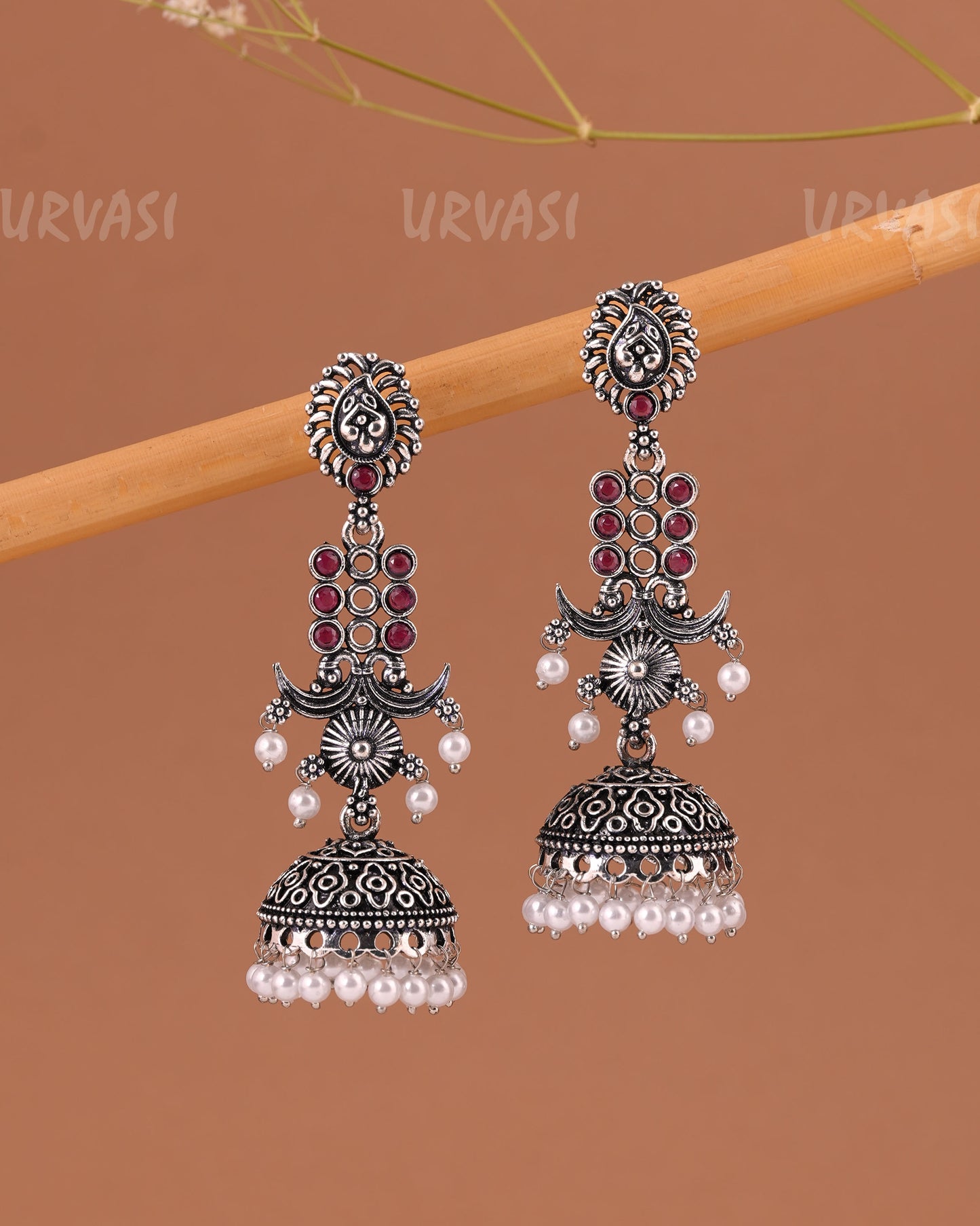 Oxidised Silver  Floral Jhumka Earrings  ER 1000