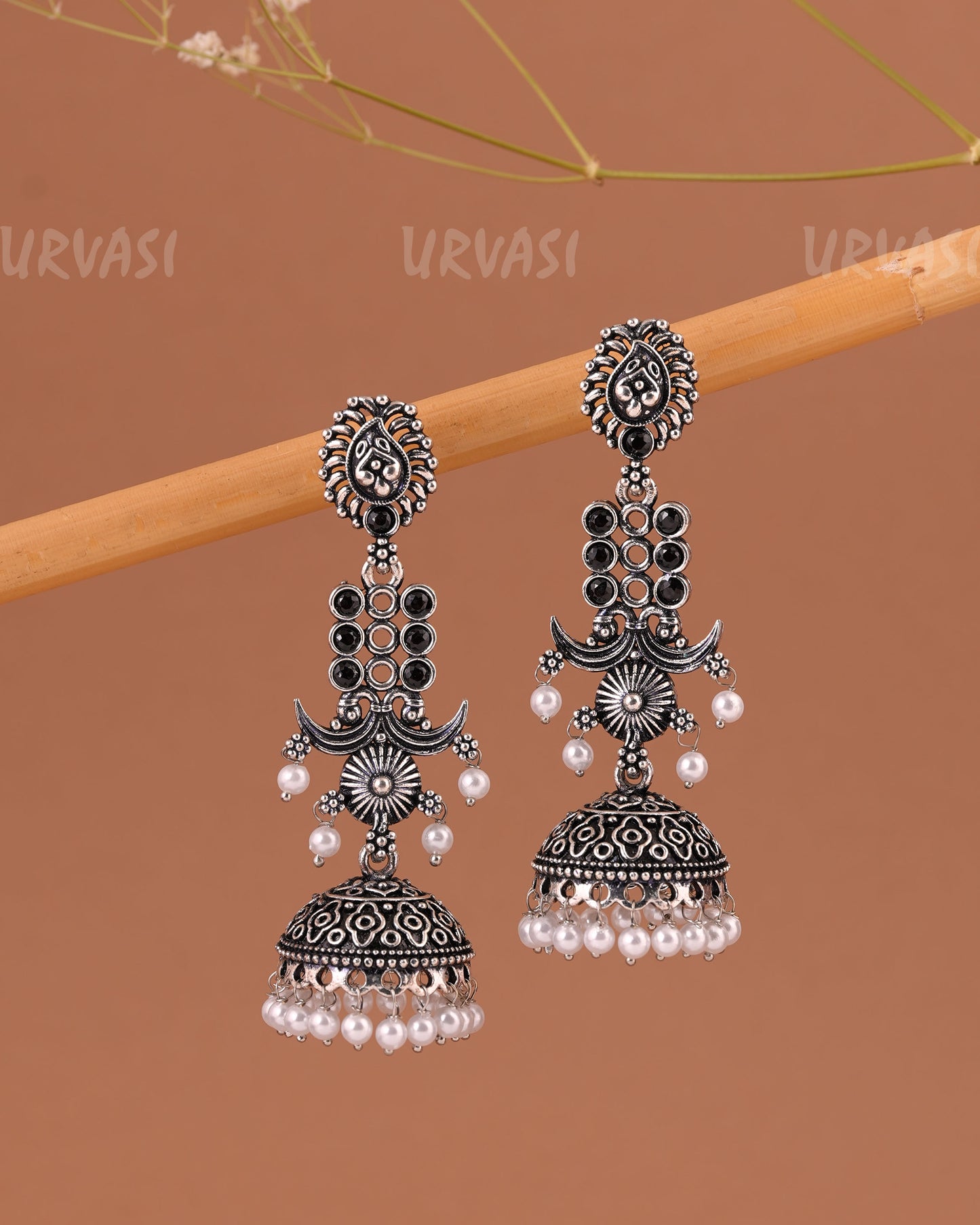 Oxidised Silver  Floral Jhumka Earrings  ER 1000