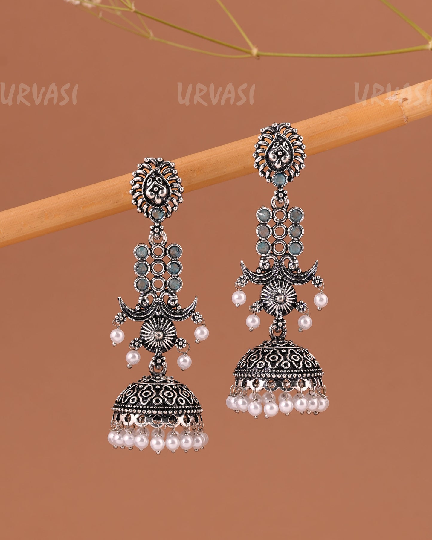 Oxidised Silver  Floral Jhumka Earrings  ER 1000