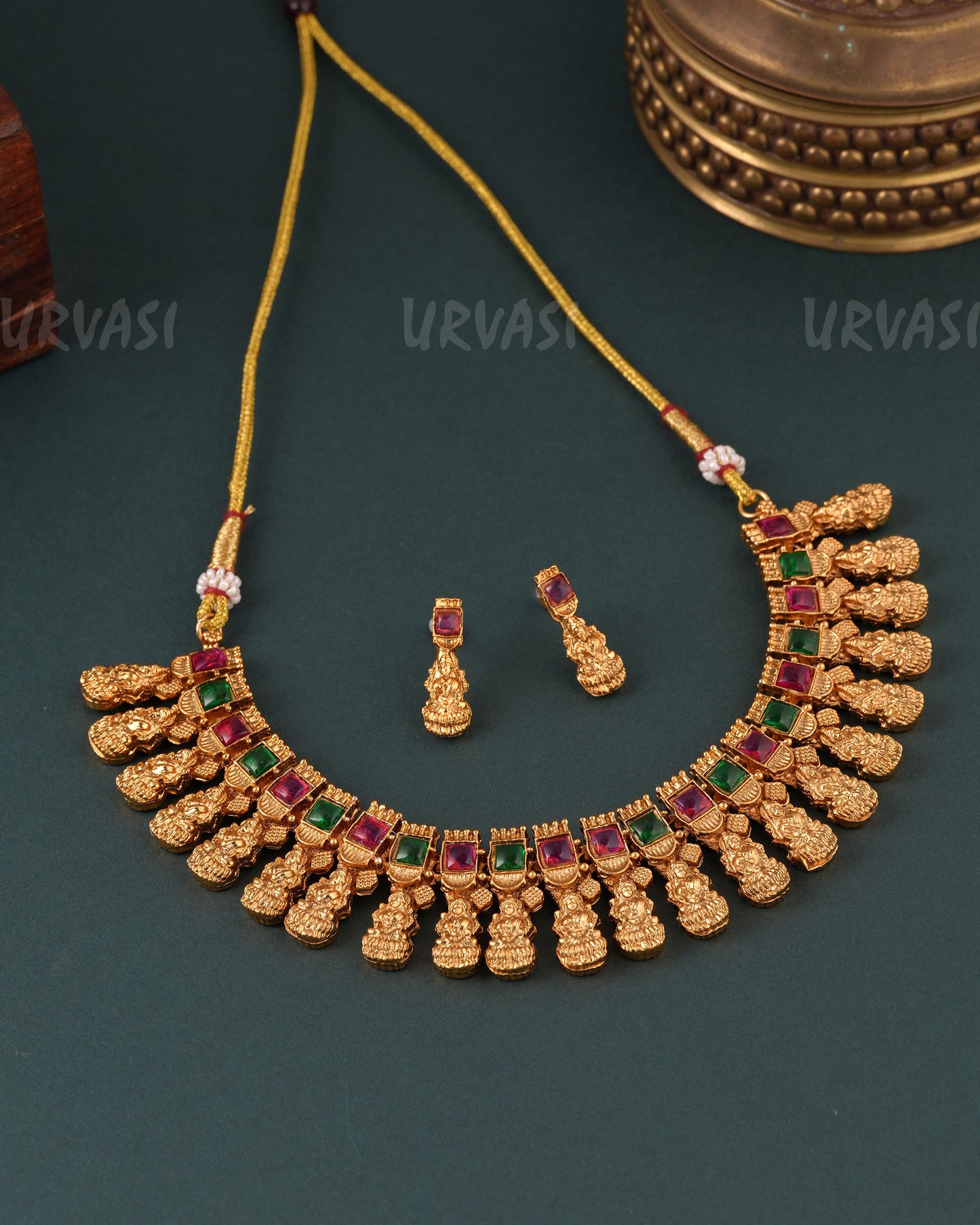 Gold-Toned Lakshmi Floral Choker Necklace 1605