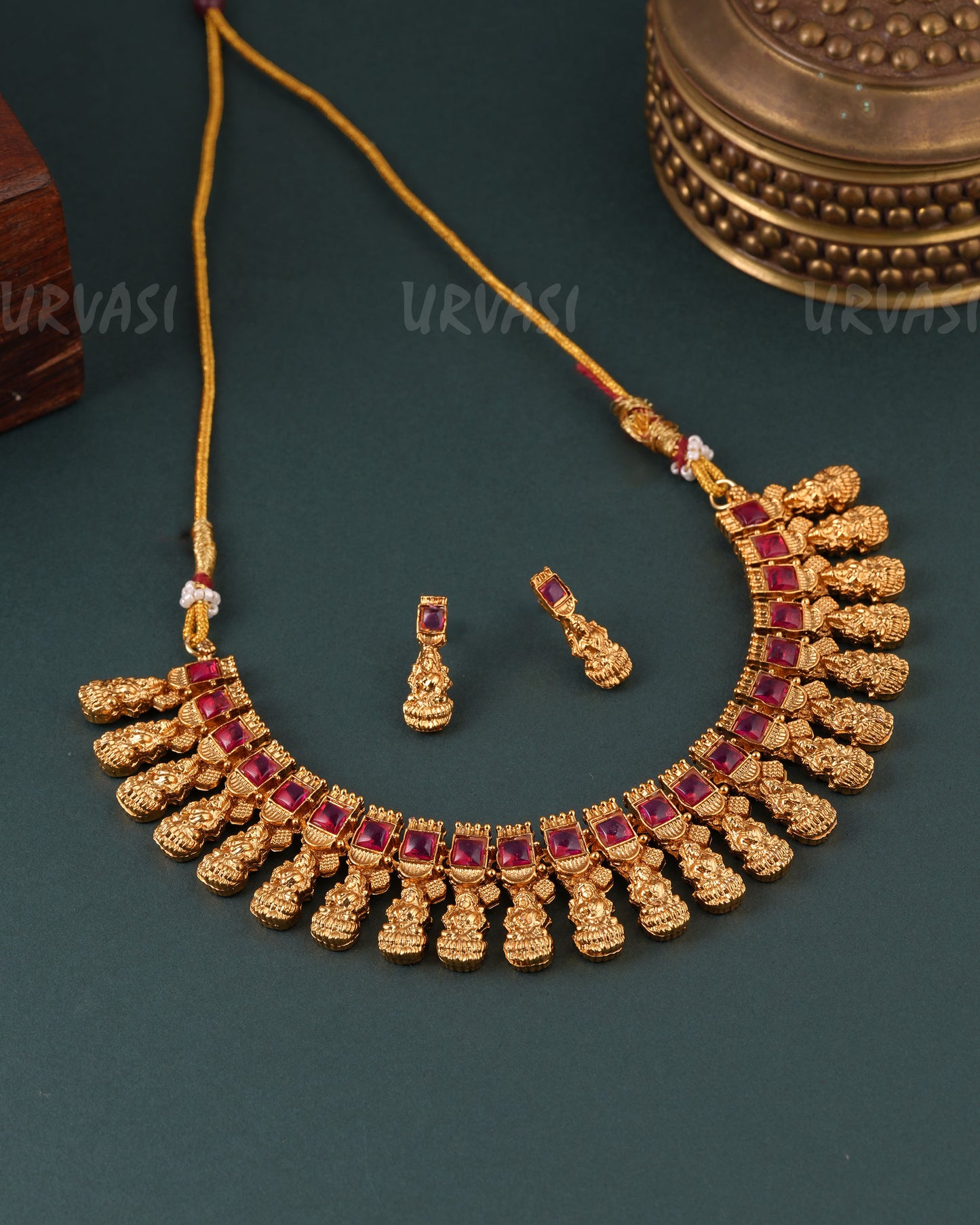 Gold-Toned Lakshmi Floral Choker Necklace 1605