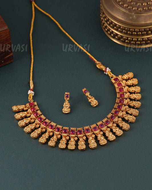 Gold-Toned Lakshmi Floral Choker Necklace 1605