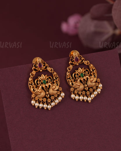 Gold-Toned Peacock Chandbali Earring ER 1052