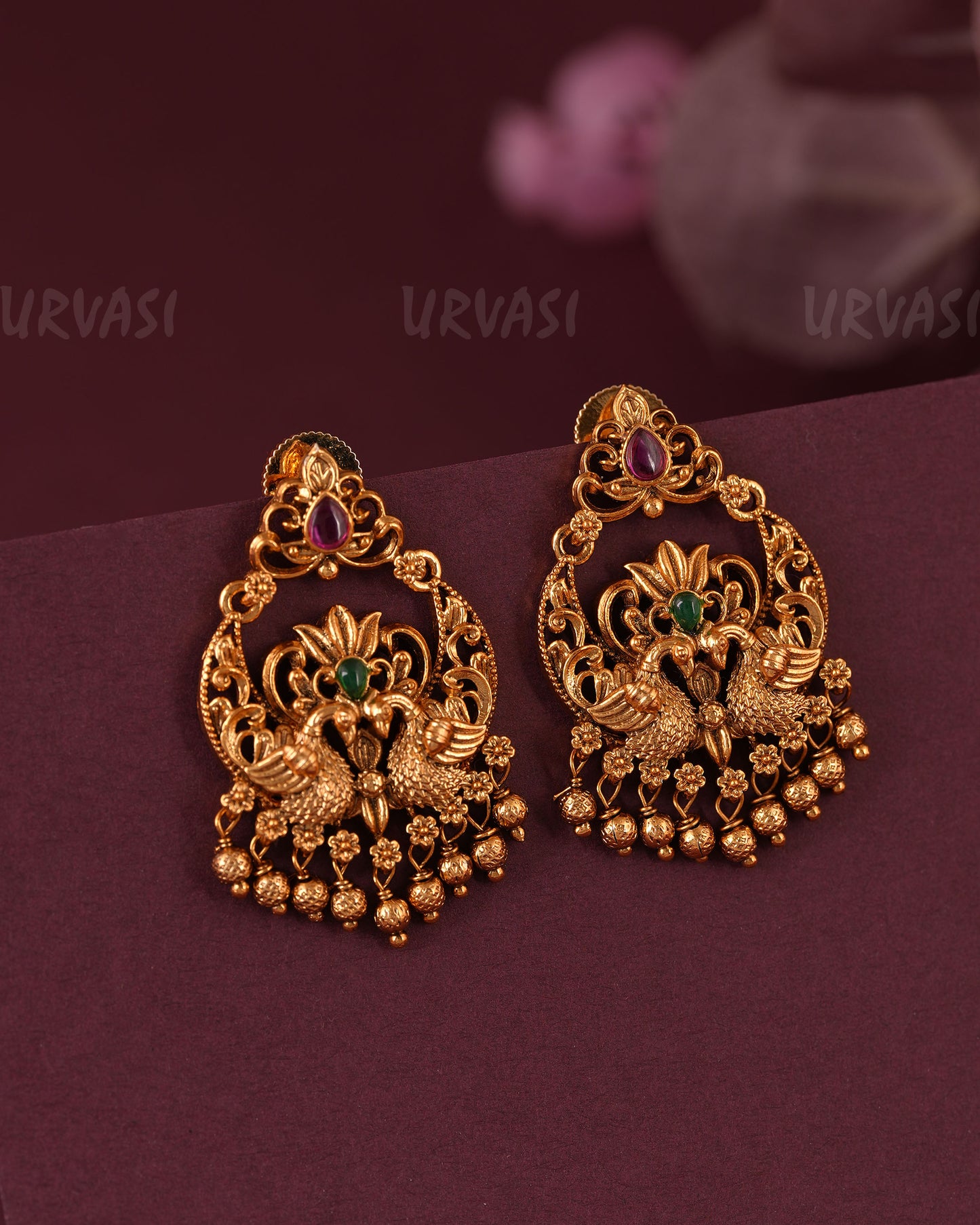 Gold-Toned Peacock Chandbali Earring ER 1052