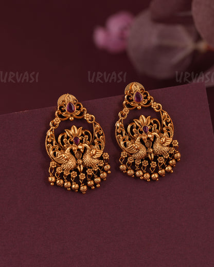 Gold-Toned Peacock Chandbali Earring ER 1052