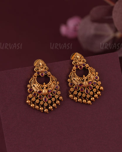 Gold-Toned Traditional Peacock Lakshmi Earring ER 1051