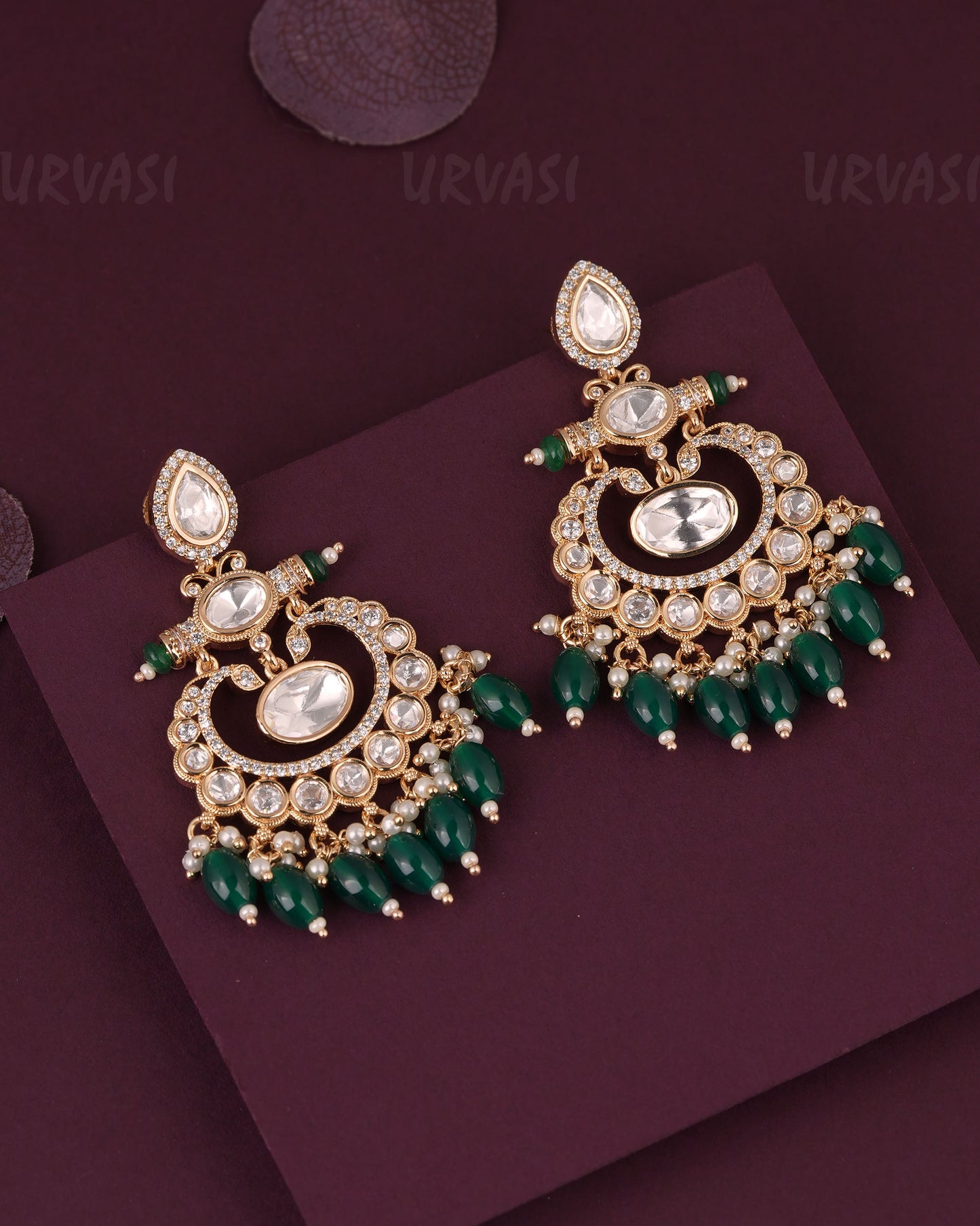 Gold-Toned Peacock Designed Chandbali Earring ER  1171